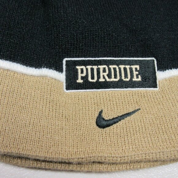 Nike mens black gold Purdue Boilermakers knit winter beanie OS EUC - Picture 2 of 6